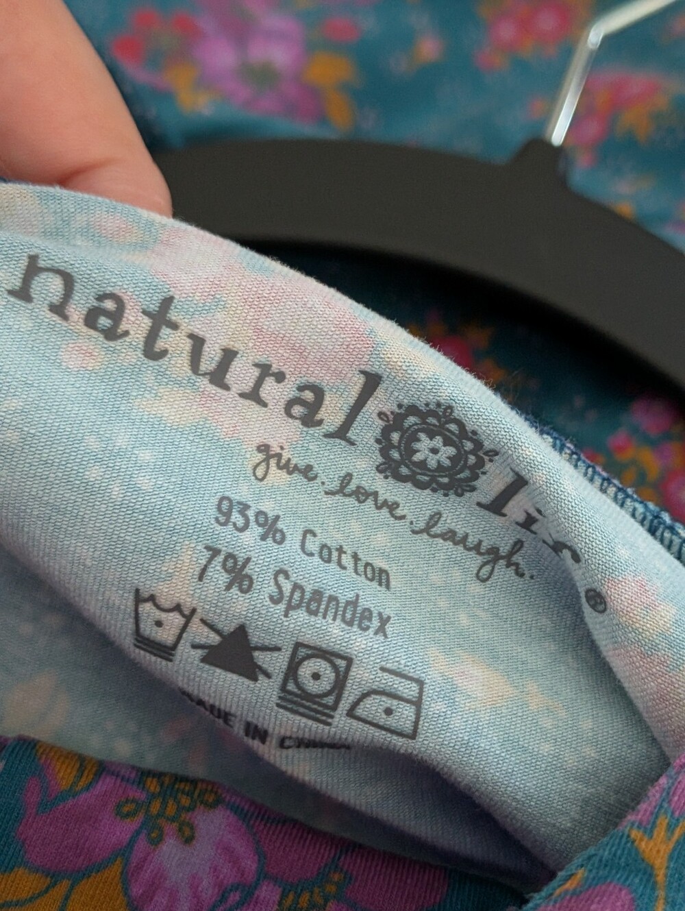 Natural Life NWT Teal Floral Oversized Hoodie Boho Patchwork Pocket Sweatshirt - Picture 5 of 5